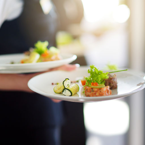 waiter serving food