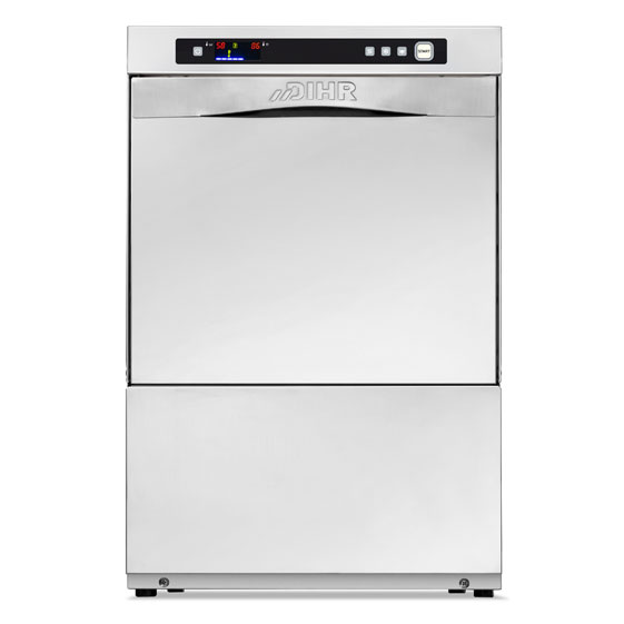 Dihr 4 washing cycles. 
305mm glass/dish height. 
400x400 rack size.