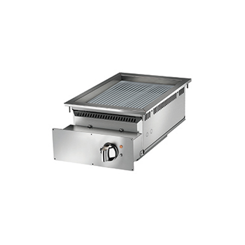 Baron baron 1 burner drop in electric fry top ribbed chrome plate and thermostat control di7fte415