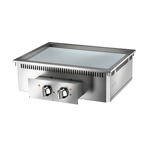 Baron 2 burner drop in electric fry top with smooth chrome plate.