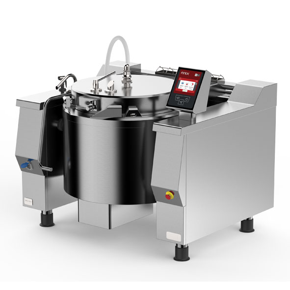 Firex Direct gas heating large size pressurised tilting braising pans with mixer