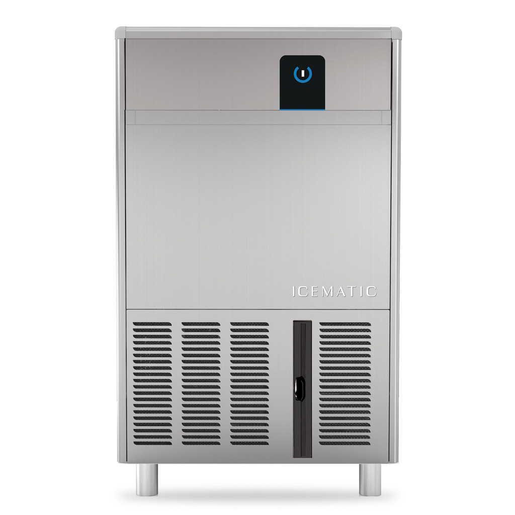 Icematic Self contained hollow ice machine. 37kg production. 12kg storage bin.