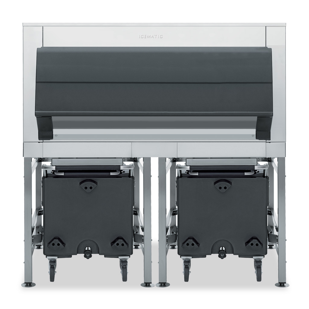 Icematic Ice transportation system. 759kg total storage bin.