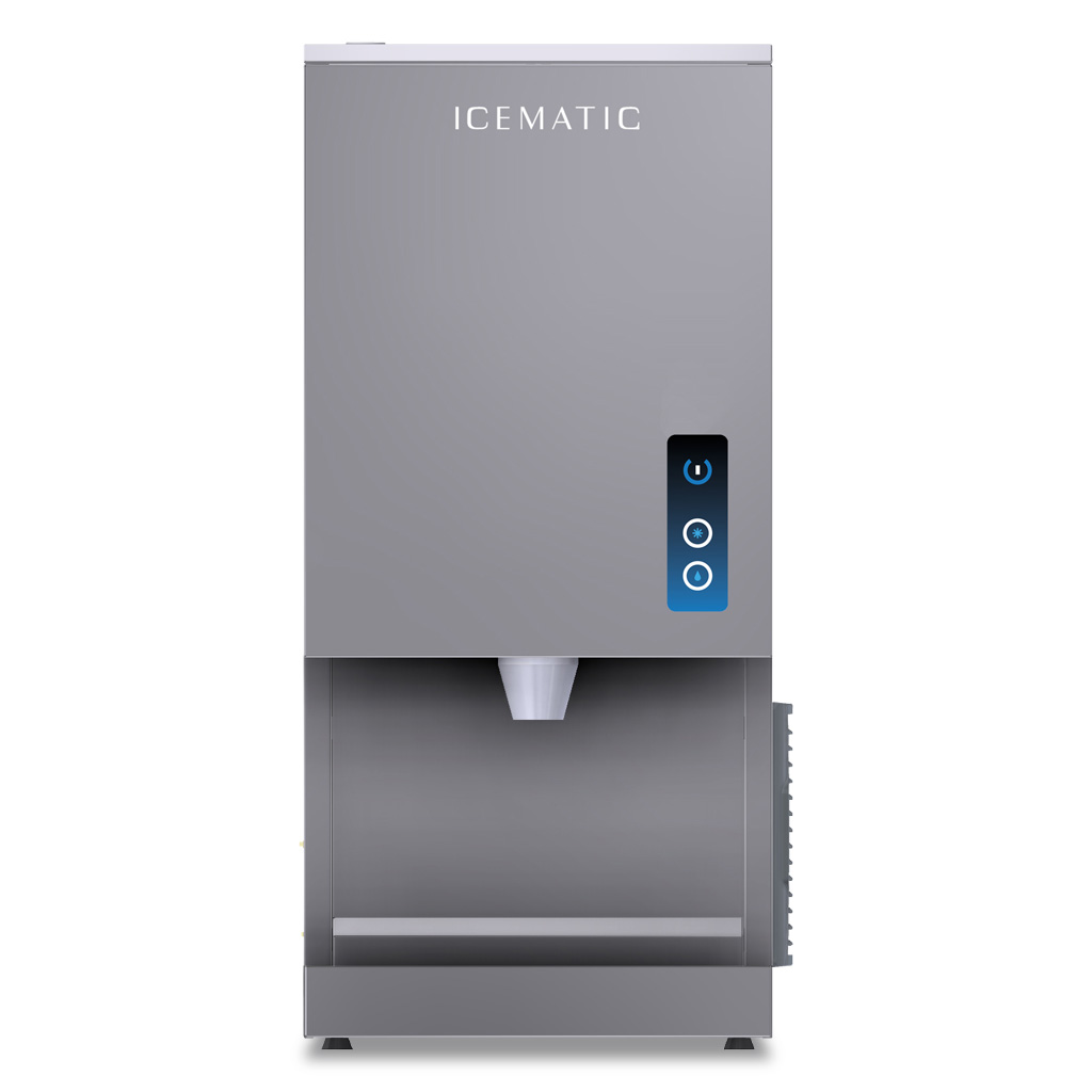Icematic Ice and water dispenser. 200kg production. 10.5kg storage bin.