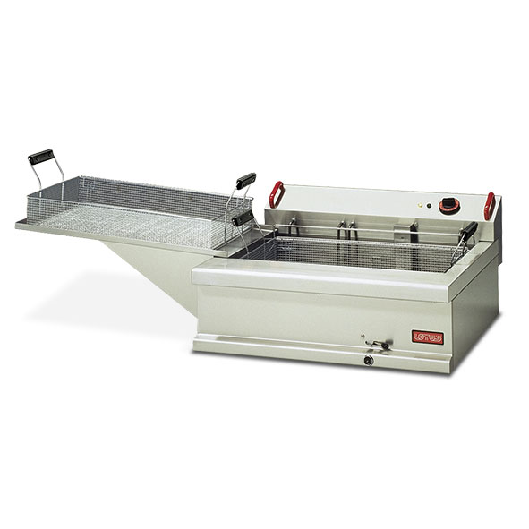 Lotus 17L capacity electric large pan pastry fryer. Bench model.