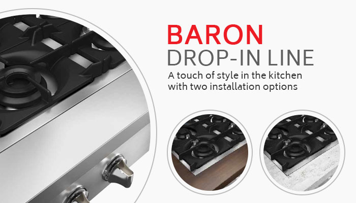 Baron Commercial Cooking Equipment, 700 Drop-in Line, Made In Italy