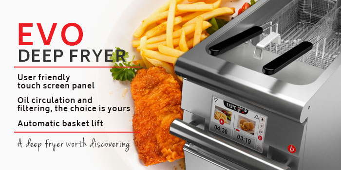 Baron Commercial Cooking Equipment, Deep Fryers, Touch Controls, Automatic Lift, Oil Filtering, Made In Italy