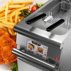 Baron Commercial Cooking Equipment, Deep Fryers, Touch Controls, Automatic Lift, Oil Filtering, Made In Italy