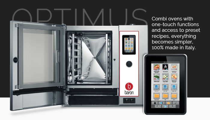 Baron Commercial Combi Ovens, Touch Screen Controls, Optimus T Series, Made In Italy