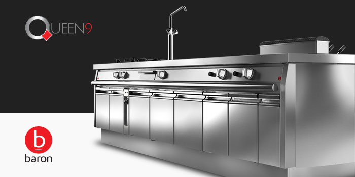 Baron Queen9 Heavy Duty Commercial Cooking And Kitchen Equipment, 900mm Depth Available Now, Made In Italy