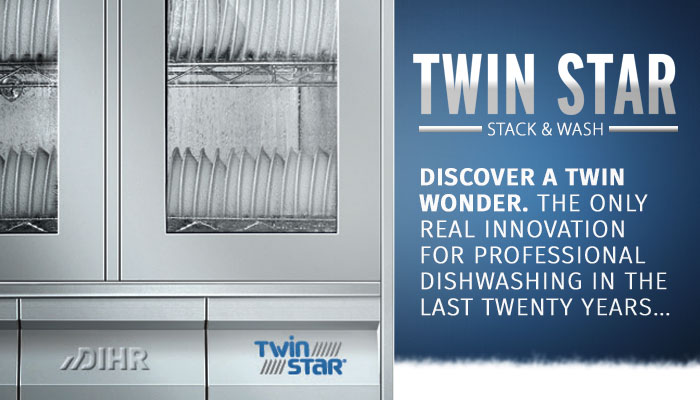 Dihr twin star multi level stacking washer, stack and wash commercial ware washers, made in Italy