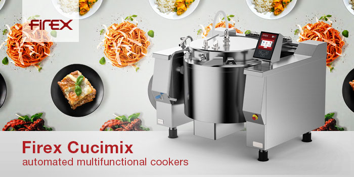 Automated Multifuctional Cucimix Cookers Tilting Braising Pans Mixer Bratt Pan Firex Made In Italy.