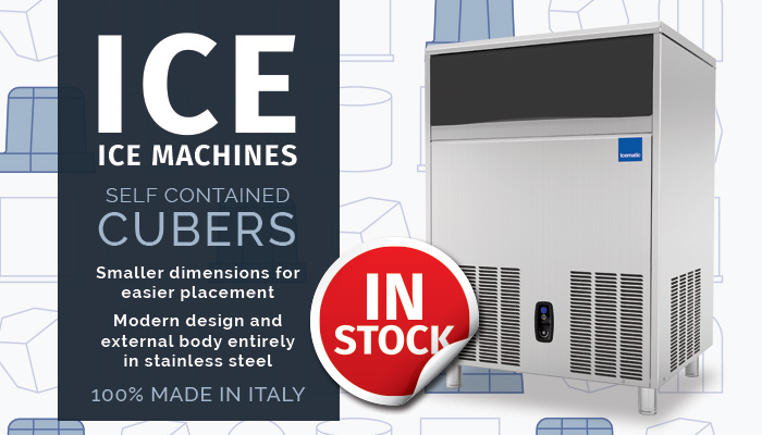 Icematic Self Contained Ice Makers Cubers, Bright Gourmet Ice, Always In Stock, Great Prices, Made In Italy