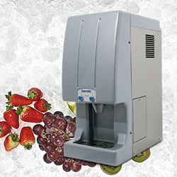 Ice and water dispenser, no contamination, push button, self service customers, commercial ice machines Icematic