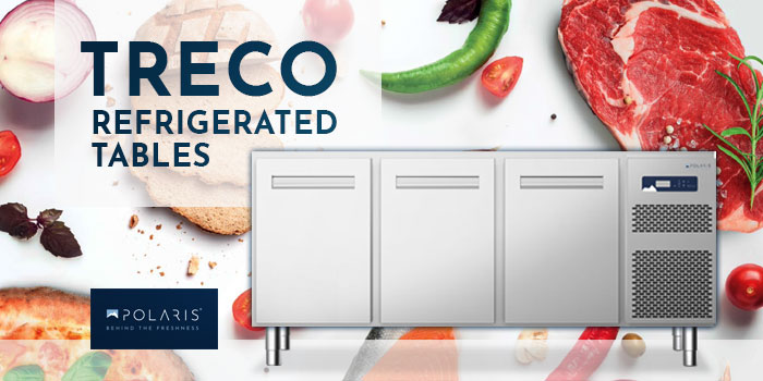 Polaris commercial refrigerated tables, TRECO series made in Italy