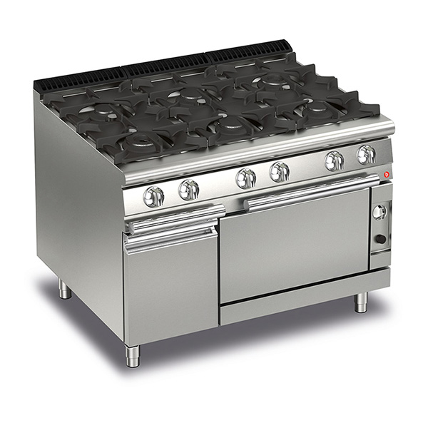 Baron 6 burner gas cook top with gas oven.