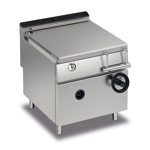 Baron 80L gas bratt pan with manual tilting.