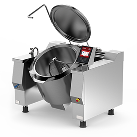 Firex Cucimax model tilting braising pan featuring the new easy touch control panel