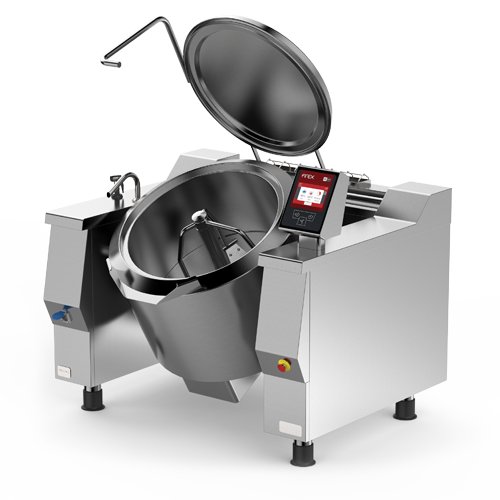 Firex Cucimax model tilting kettle featuring the new easy touch control panel